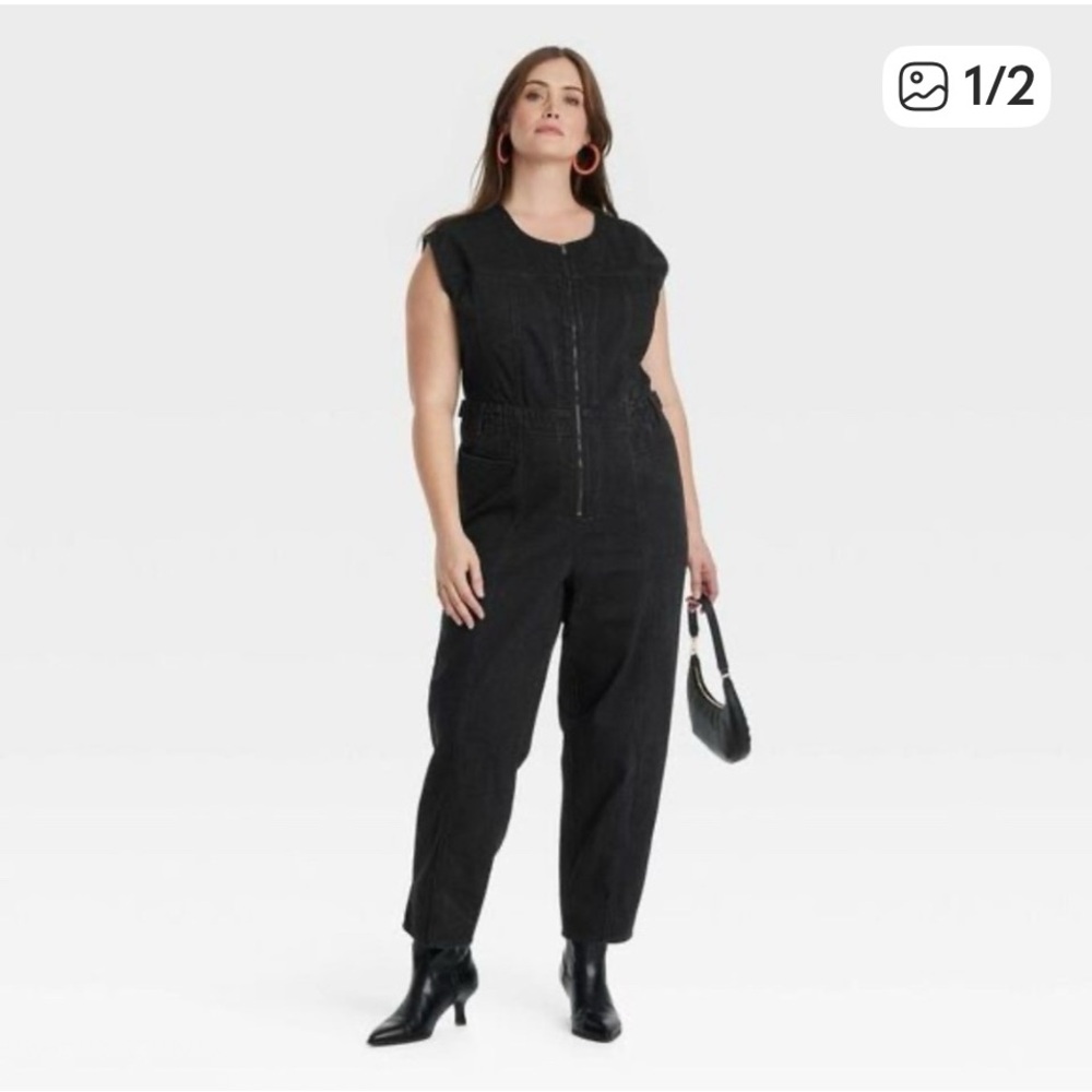 Universal Thread Black Zip-Front Jumpsuit